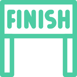 Ein Finish-Banner am Ende eines Rennwegs